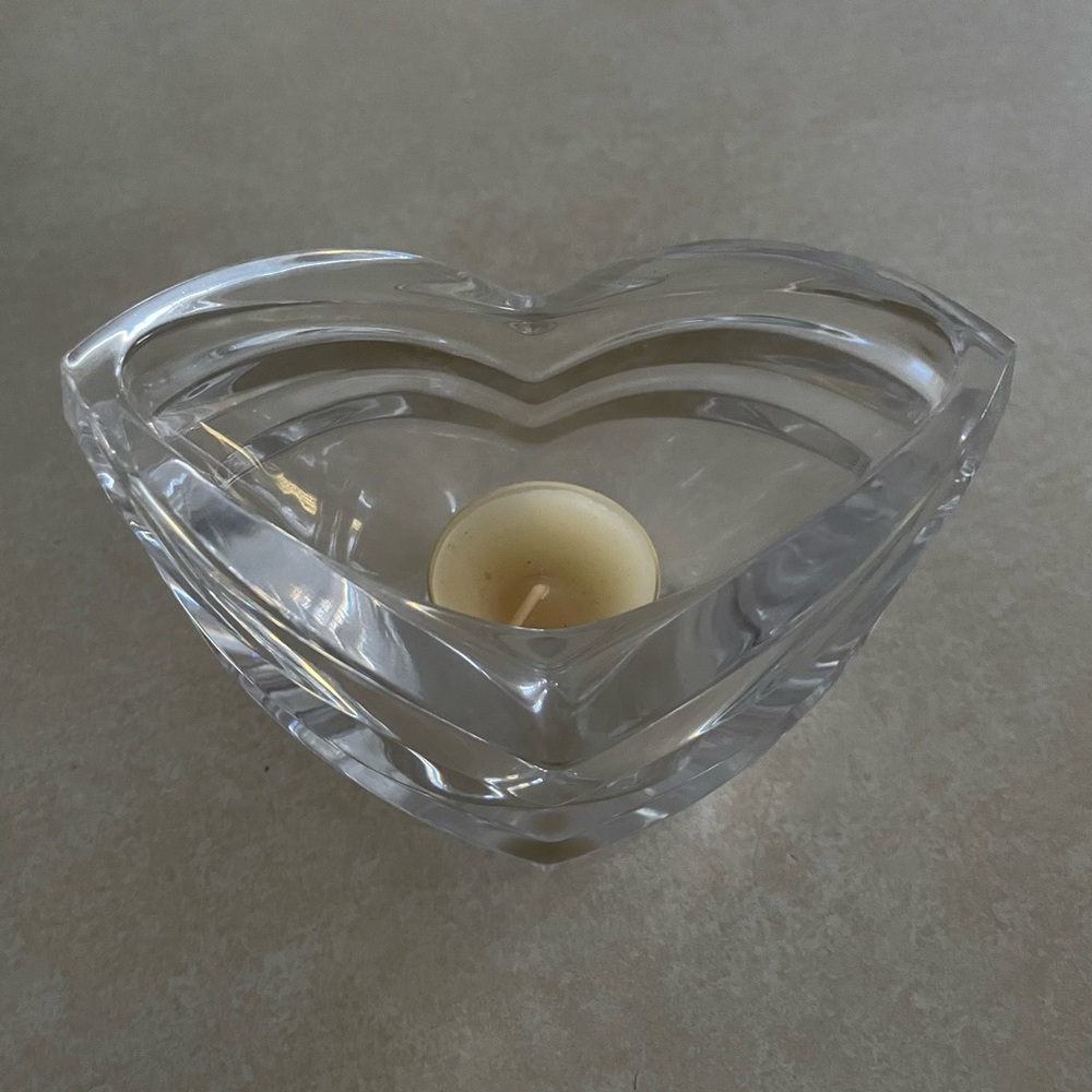 Vintage Inspired Heart Shaped Clear Glass Votive Candle Holder Tealight Boho
